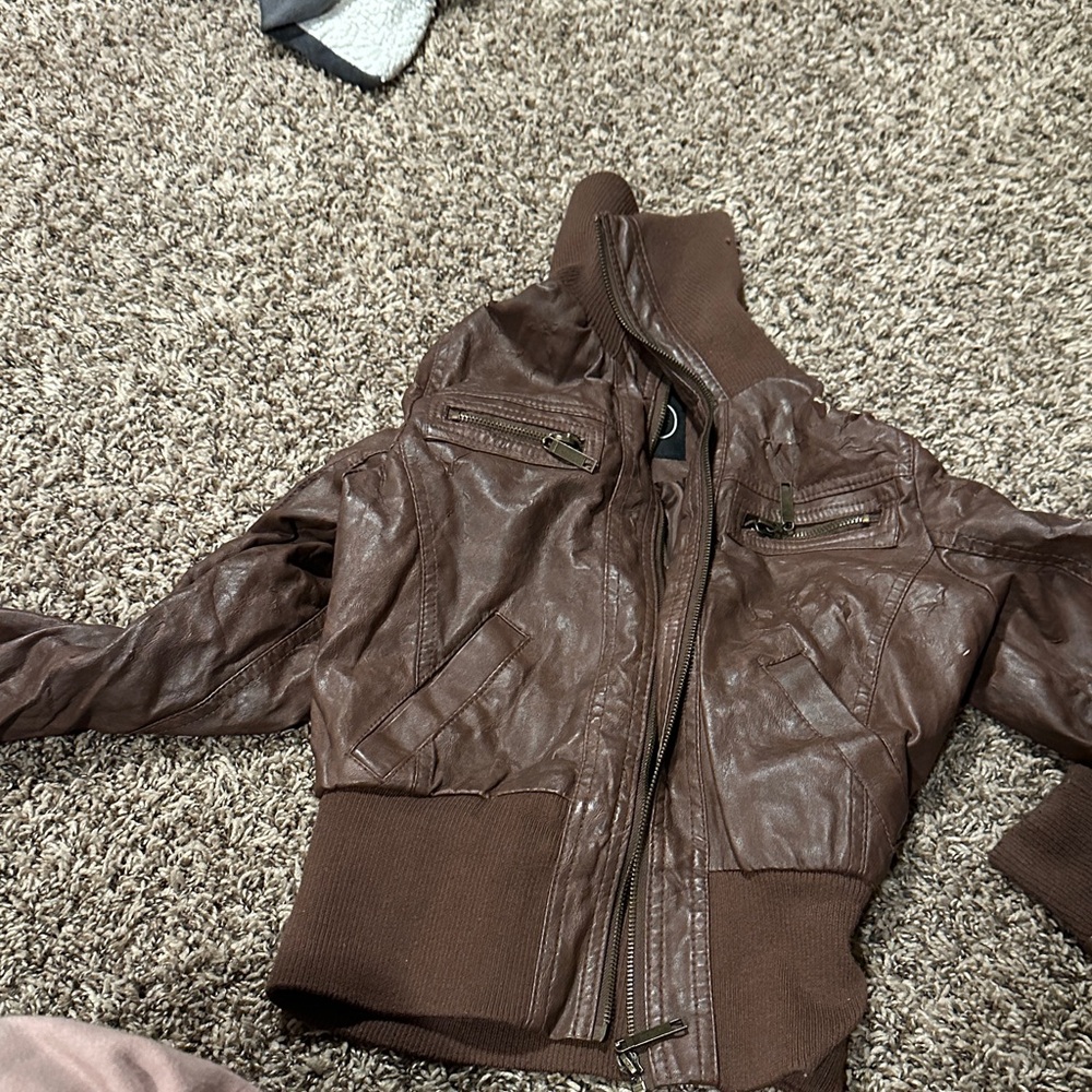 Brown Faux Leather Jacket